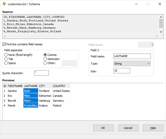 Creating text schema interface