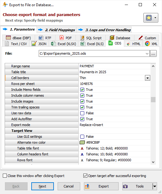 Example of Exporting Data to OpenDocument Spreadsheet (Grid Interface) Exporting Data to OpenDocument Spreadsheet Using Grid Interface