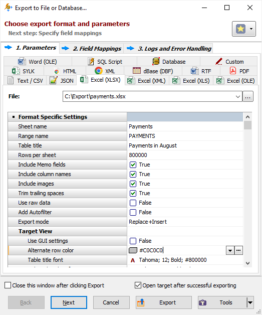 Exporting Data to Excel Workbook Using Grid Interface