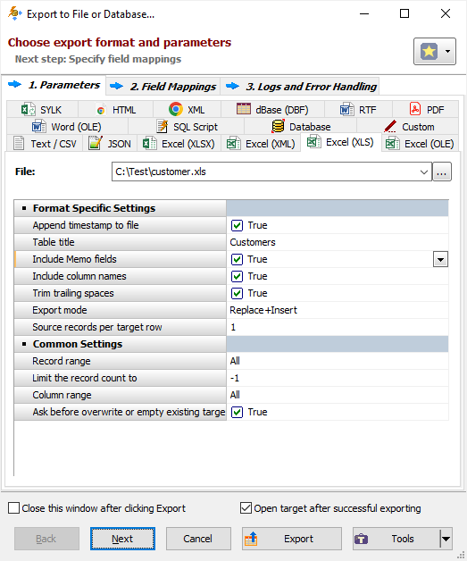 Exporting Data to Excel 97-2003 Workbook Using Grid Interface