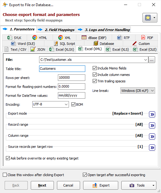 Exporting Data to Excel Workbook (XML-Based)