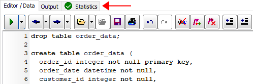 SQL statistics page